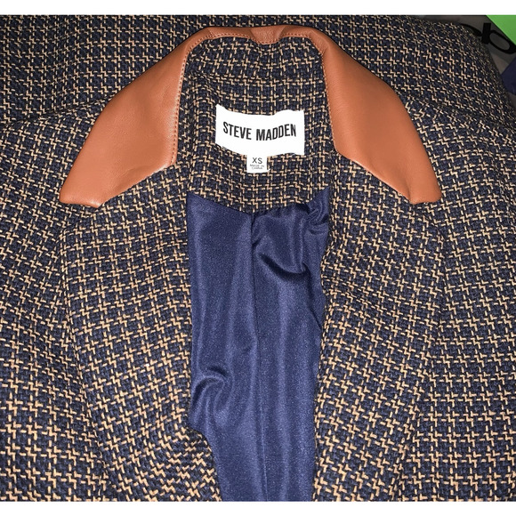 Steve Madden Kelly Tweed Blazer in Peacoat Xtra Small New Womens Plaid Jacket - Picture 6 of 6